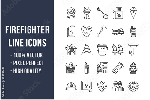 Firefighter Line Icons