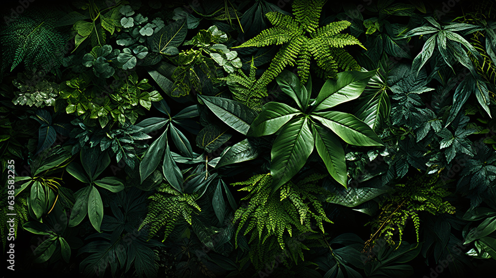 Green trees and plants jungle forest top view top down. - obrazy, fototapety, plakaty 