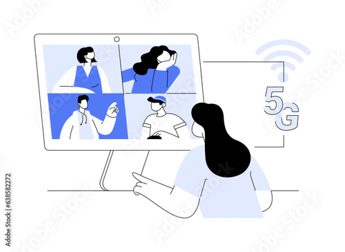 5G video calls abstract concept vector illustration.