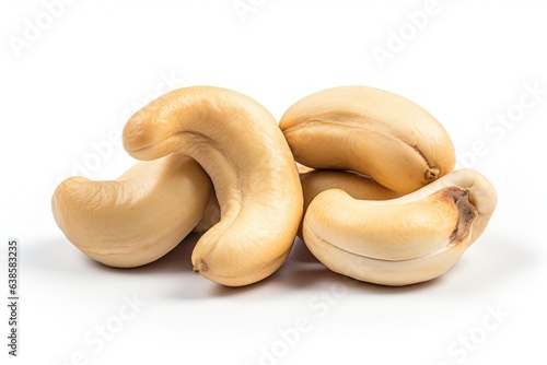 a pile of cashews on a white background, created by Generative AI