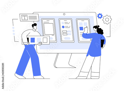 UI UX design software abstract concept vector illustration.