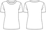 Women's Short sleeve Crew neck T Shirt flat sketch fashion illustration drawing template mock up with front and back view