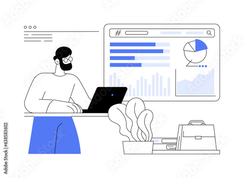 SEO analysis software abstract concept vector illustration.