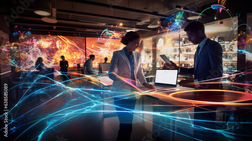 Energetic Trails: AI-Infused Long Exposure of a Modern Cyberspace Office