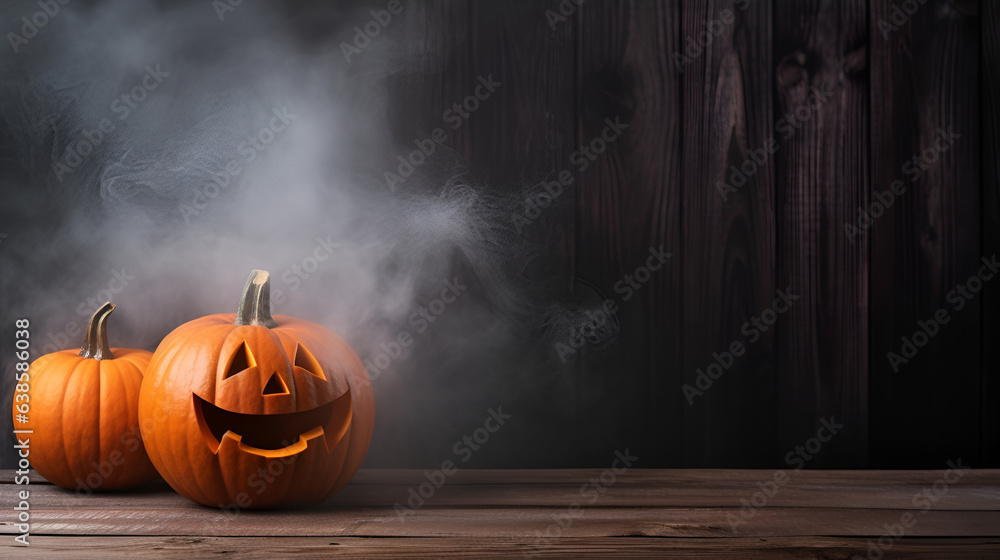 Halloween pumpkins, jack-o-lantern in smoke 1 Halloween pumpkins, jack-o-lantern in smoke 1