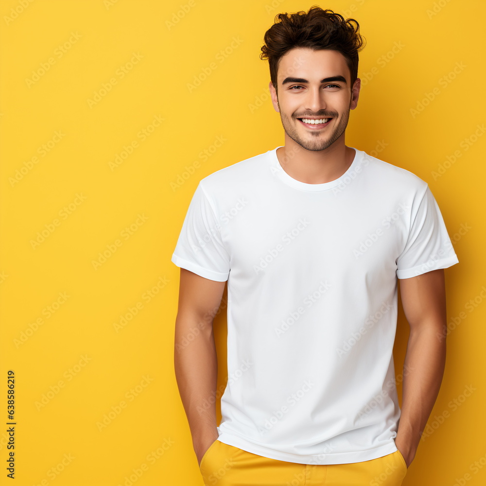 Fototapeta premium guy in basic white t-shirt