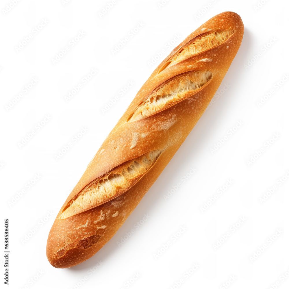 Bread baguette, isolated on white background Bread baguette, isolated on white background