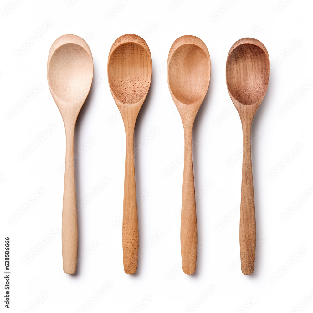 Wooden spoons, isolated on white background Wooden spoons, isolated on white background