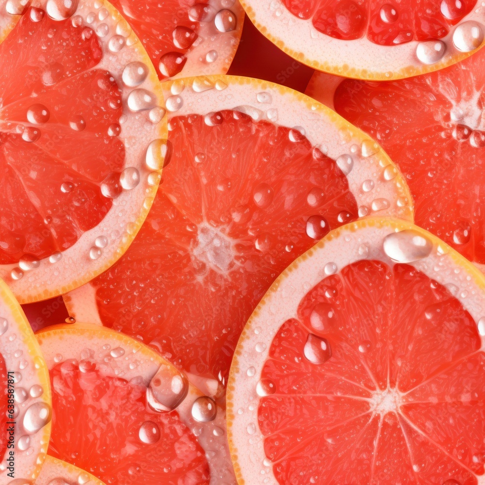 Freshness Unveiled: A Seamless Pattern of Wet Sliced Grapefruits Freshness Unveiled: A Seamless Pattern of Wet Sliced Grapefruits