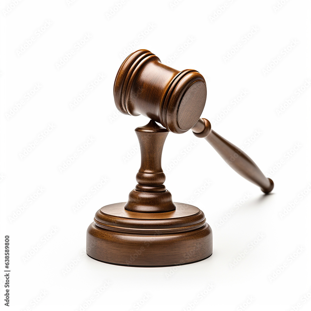 wooden gavel on a white background. Generative in ai
