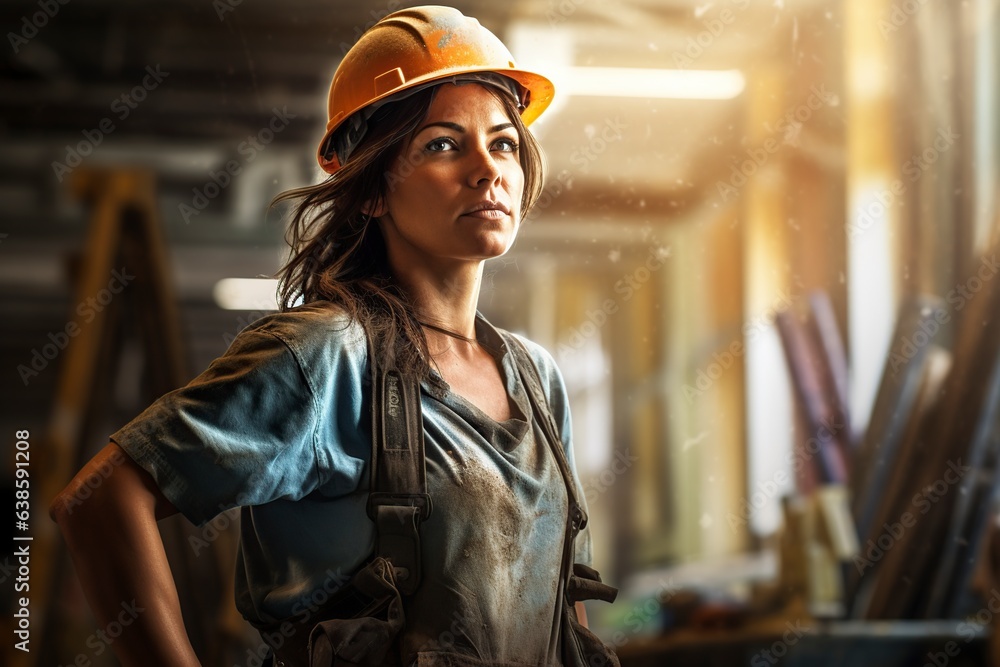 beautiful woman working on a construction. beautiful woman working on a construction.
