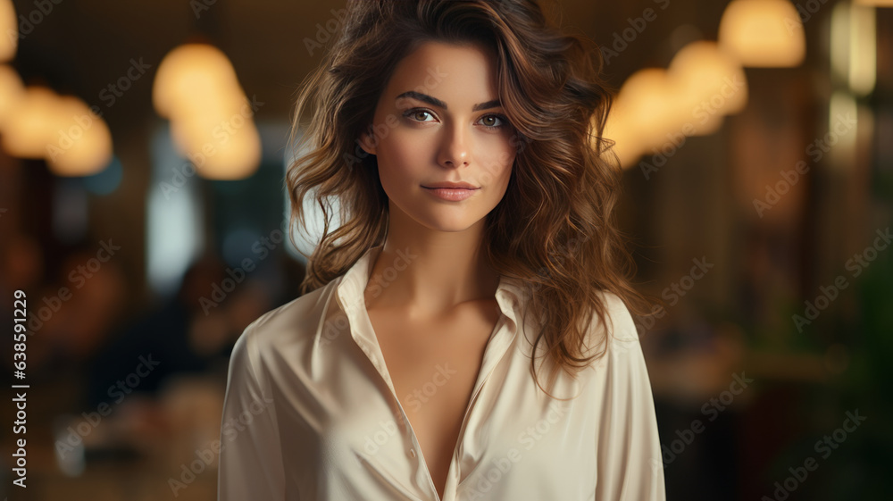 Portrait of a business woman in light cream. Portrait of a business woman in light cream.