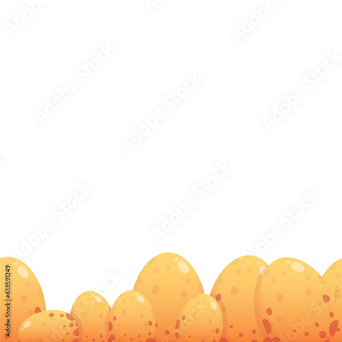 Seamless border of orange dinosaur eggs