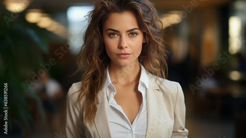 Portrait of a business woman in light cream.