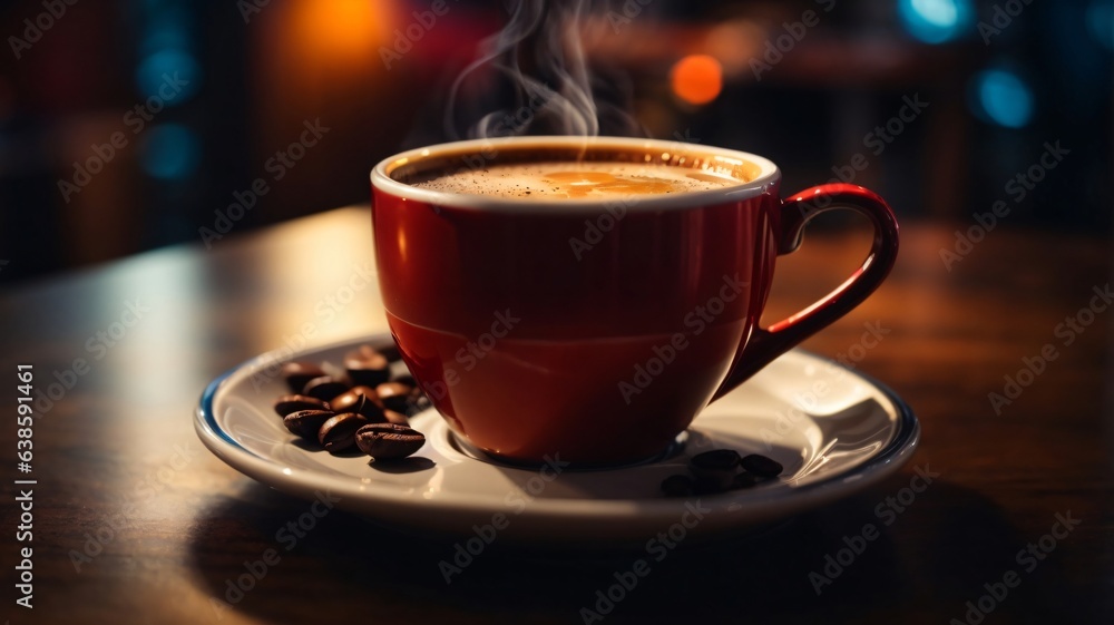 a glass of hot coffee on wooden table a glass of hot coffee on wooden table