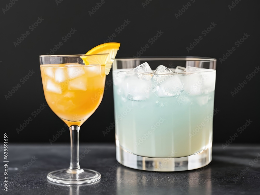 Cocktail in a glass glass on a dark background. Generated AI Cocktail in a glass glass on a dark background. Generated AI