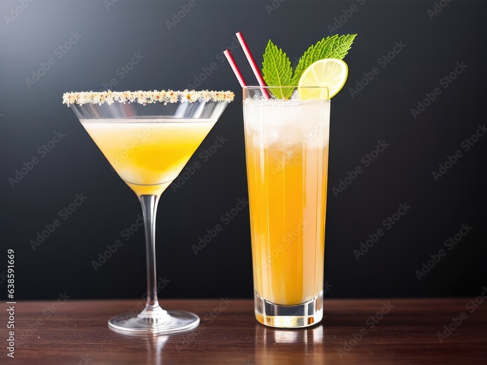 Cocktail in a glass glass on a dark background. Generated AI Cocktail in a glass glass on a dark background. Generated AI