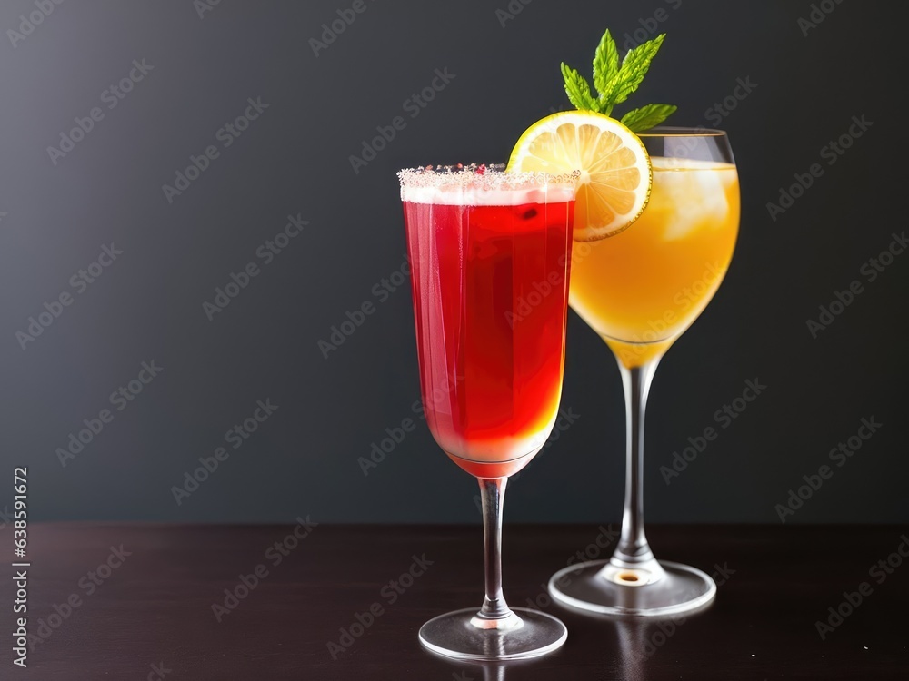 Cocktail in a glass glass on a dark background. Generated AI