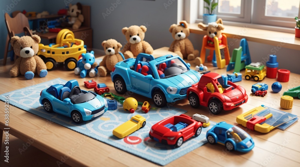 photo of colorful kids toys on wooden table