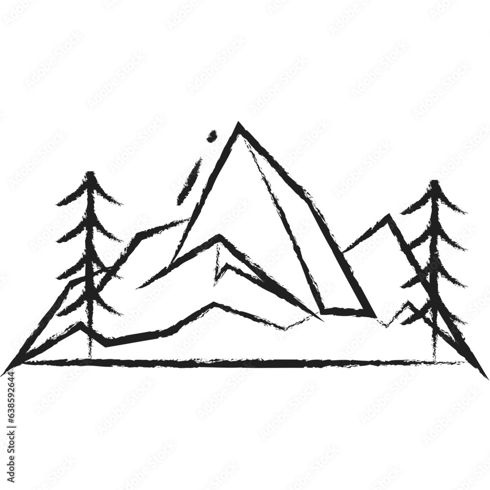 Fototapeta premium Hand drawn fell mountains icon