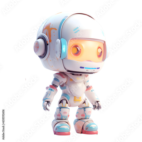 3D rendering of a cute astronaut on a blue background with bubbles