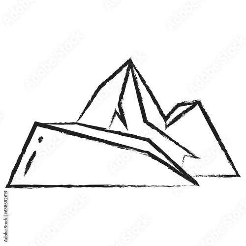 Hand drawn dark mountain icon