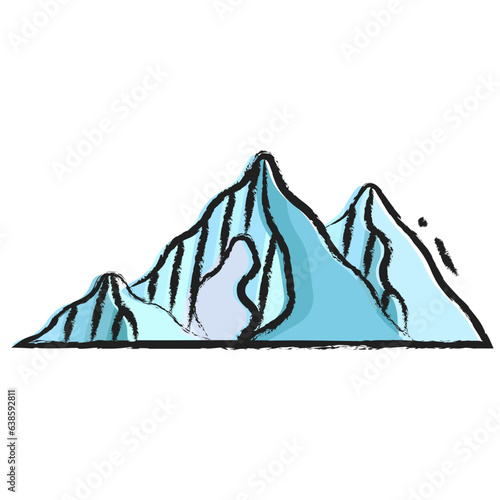 Hand drawn snow mountain icon