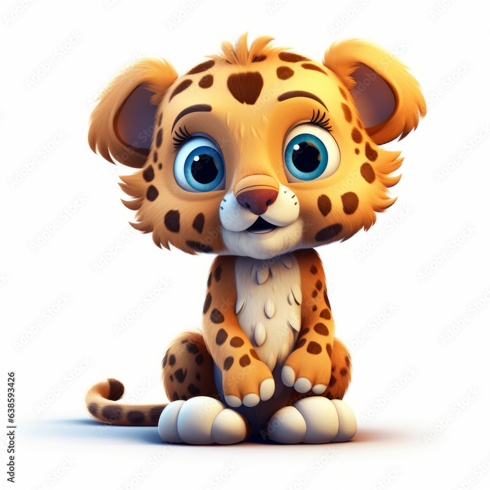 Graphic design, cartoon style, Cute leopard, clipart.generative ai Graphic design, cartoon style, Cute leopard, clipart.generative ai