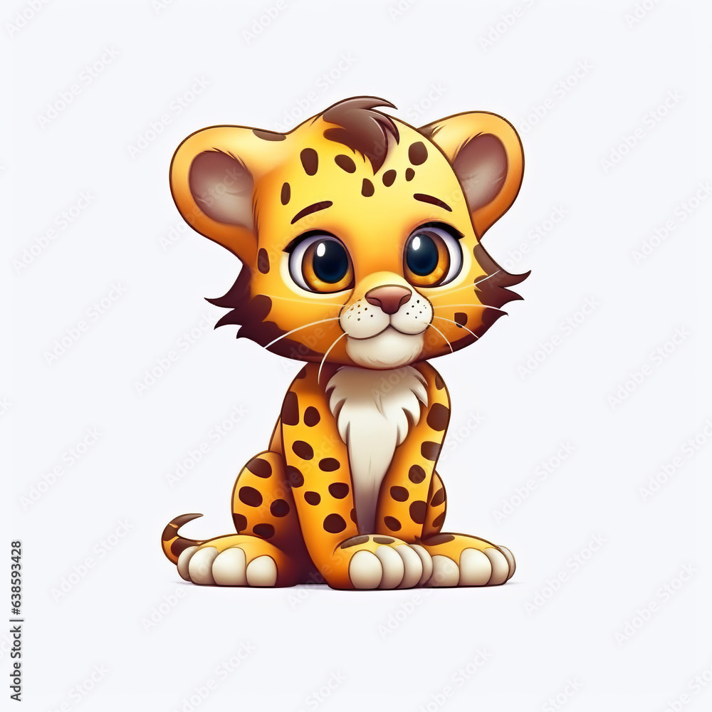 Graphic design, cartoon style, Cute leopard, clipart.generative ai Graphic design, cartoon style, Cute leopard, clipart.generative ai