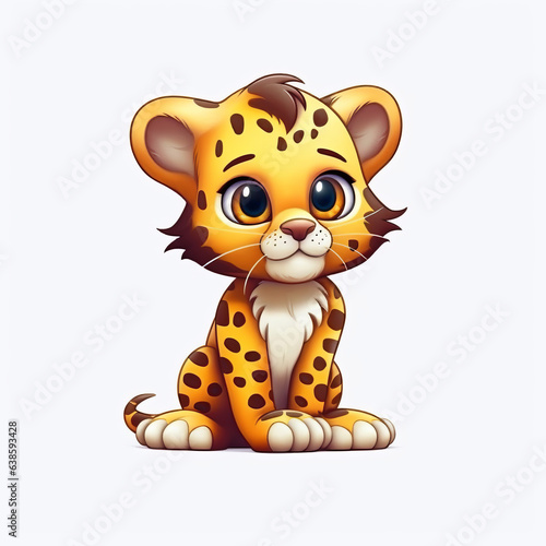Graphic design  cartoon style  Cute leopard  clipart.generative ai