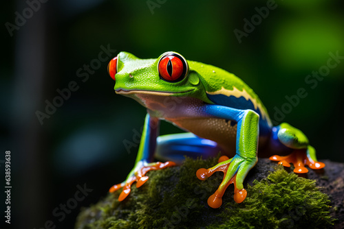 A Red-Eyed Tree Frog Peers Over the Jungle Floor