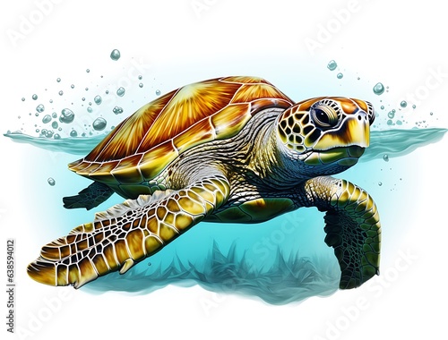 Sea turtle in the water. Vector illustration of a sea turtle.