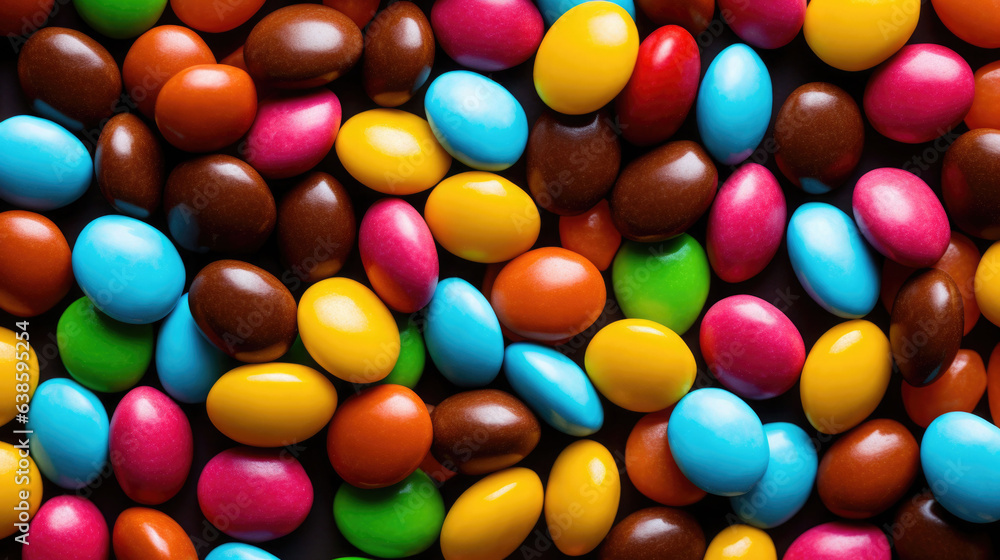 Pile of colorful chocolate coated candies. AI generated Pile of colorful chocolate coated candies. AI generated