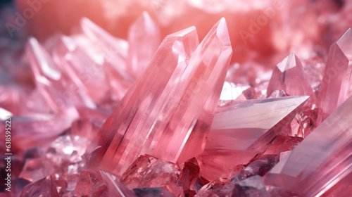 Hyperdetailed crystals of rhodochrosite. Pink rhodochrosite mineral stone. AI generated photo