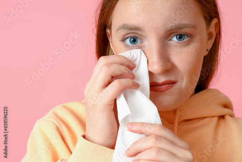 Allergic young woman with t...