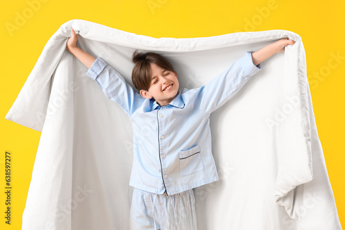 Cute little boy with blanke...