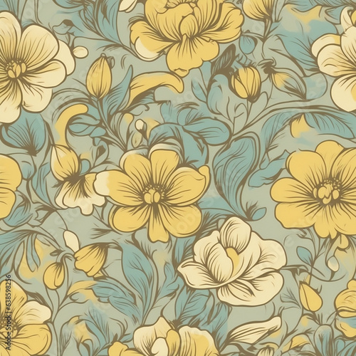 Seamless floral background. Generative AI.
