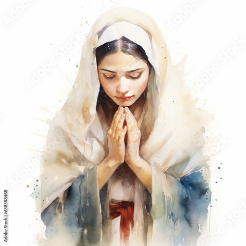 Watercolor of Mother Mary Praying