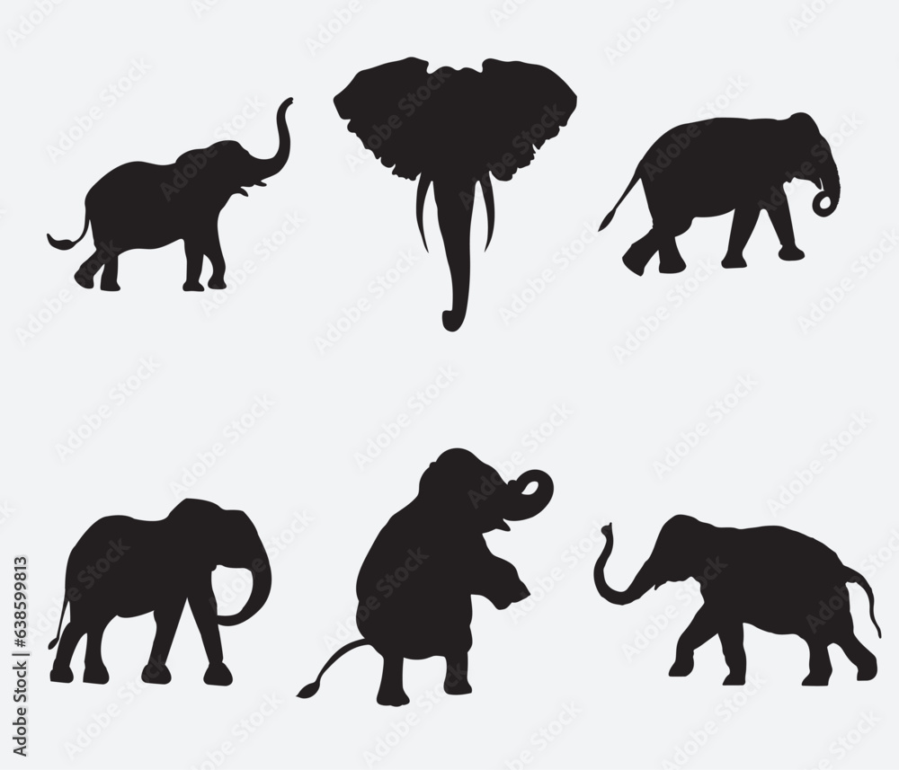 Naklejka premium Elephant collection - vector silhouette