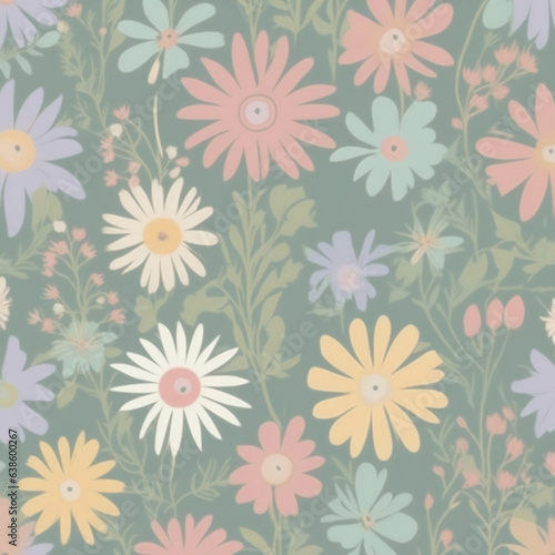 Seamless floral background. Generative AI.