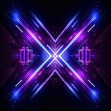 Digital Blue Purple Neon Light Letter X Logo