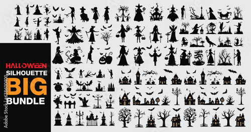 Graphic representations of Halloween include candy, owls, cats, zombies, ghosts, and pumpkins. drawn by hand set. Image in vector format.
