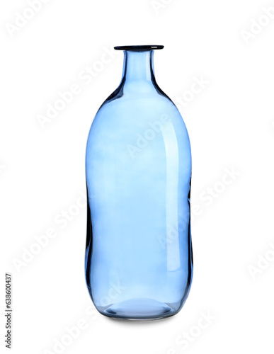 Empty blue glass bottle wit...