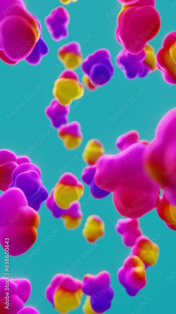 Abstract animation of vertically moving morphing plastic spheres, vertical video Abstract animation of vertically moving morphing plastic spheres, vertical video