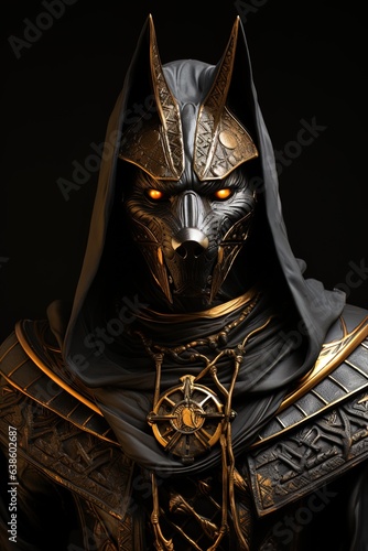 Portrait of a medieval knight in armor on a black background. generative ai