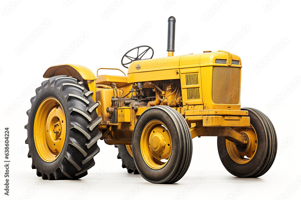 Obraz premium yellow tractor isolated on white