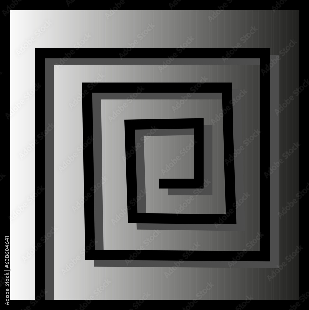 Vector abstract geometric pattern in the form of a square and a black curved line on a white background Vector abstract geometric pattern in the form of a square and a black curved line on a white background