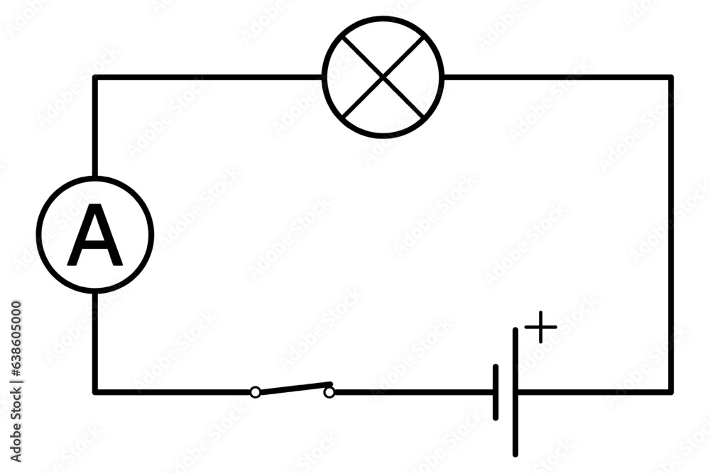 Schematic connection of the ammeter in the electrical circuit in