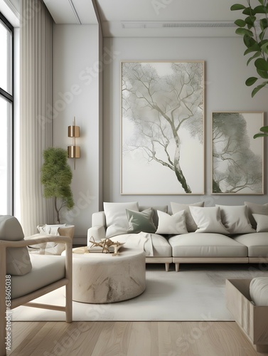 Tela a white modern living room with an ash grey wall, in the style of song dynasty,