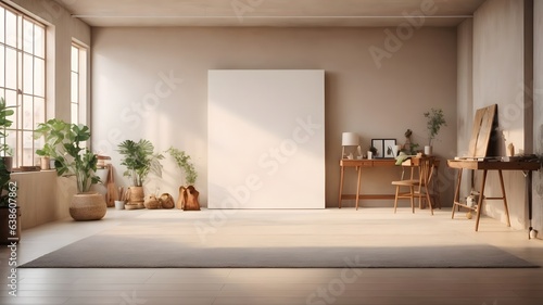 photo clean studio art with blank canvas